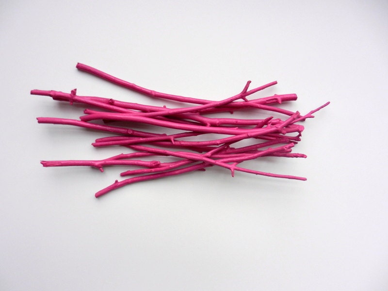 Fuchsia Branches / made to order / Bright Pink Painted branches for vase / wooden branches