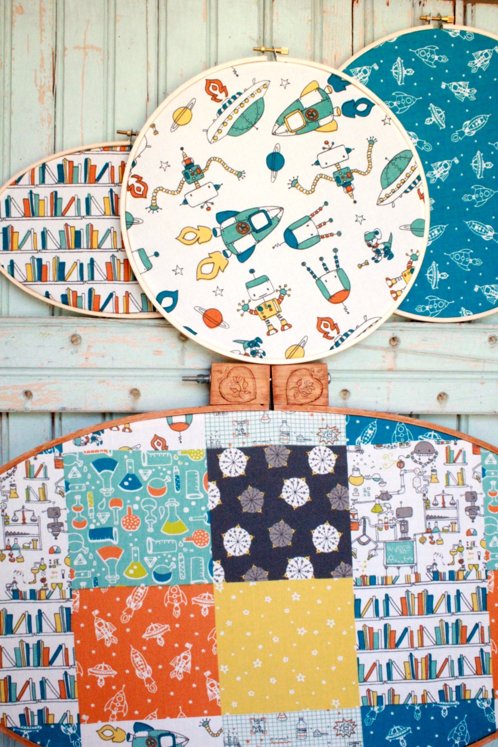 Fat Quarter Bundle Organic Robotic - NEW by Rebekah Ginda for Birch Fabric Robot Space Ship Planet
