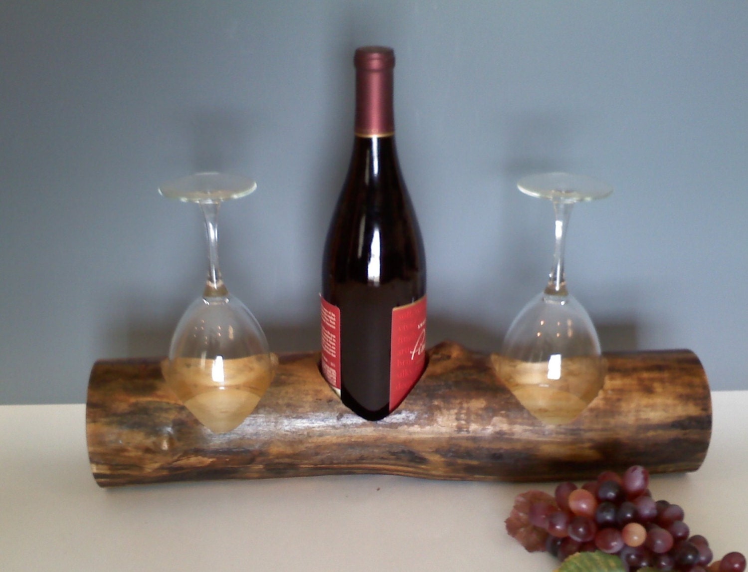 Rustic Cottage Tabletop Wine and Glass Rack