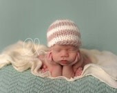 Striped Boarder Cap, Newborn Photo Prop, Baby Boy Cap, Handmade Knit Cap