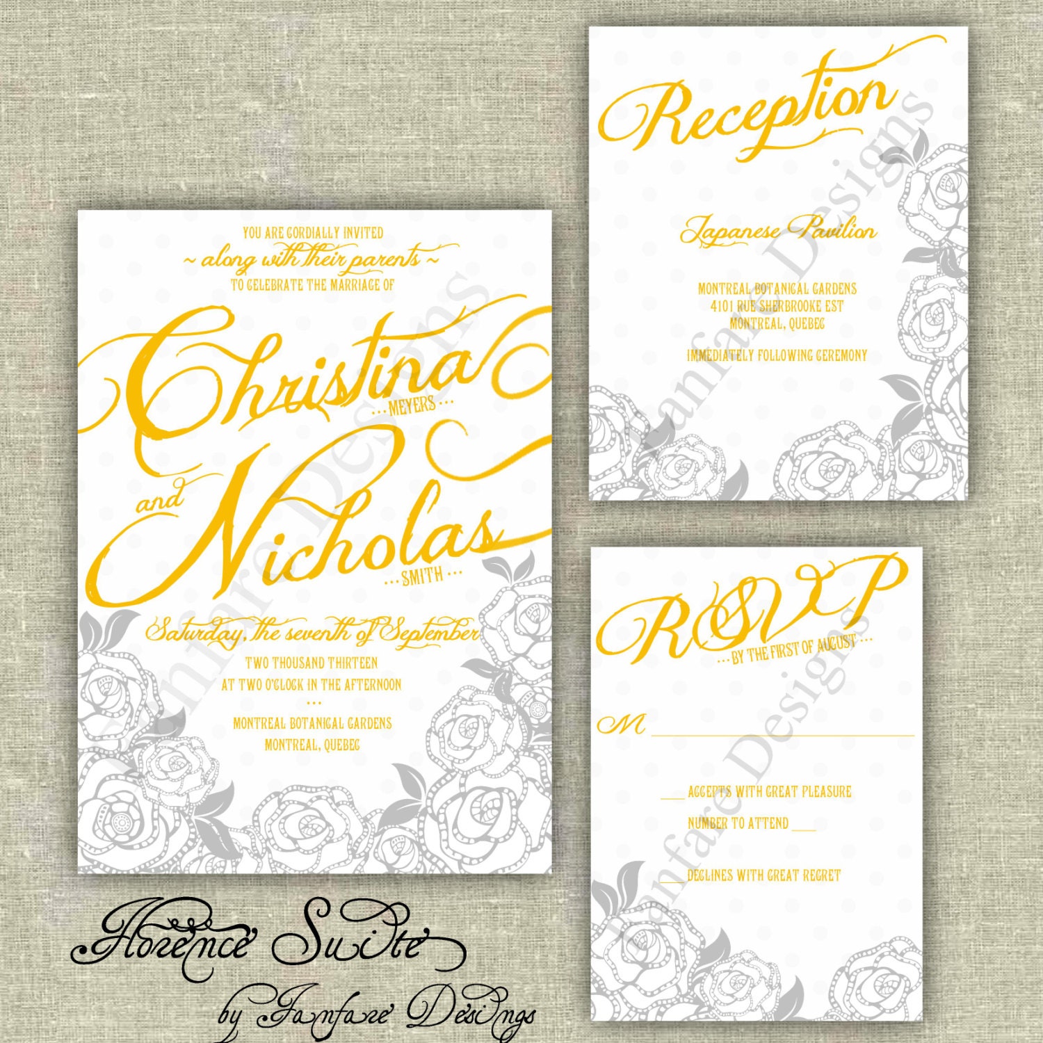 SALE 10% OFF - DIY Printable Florence Wedding Invitation Suite in Download Digital Files