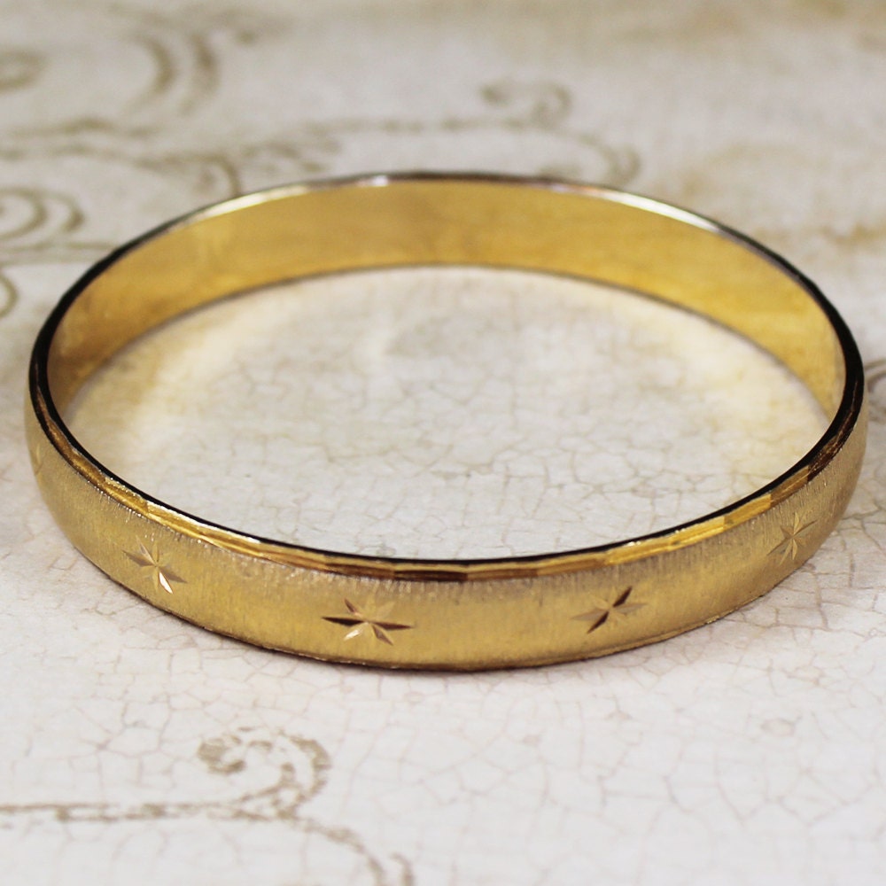 Vintage Monet Gold Etched Bangle Bracelet