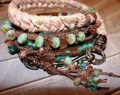 Silk Sari Mermaid 5 wrap picasso bead bracelet