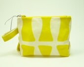 Waxed Canvas Cosmetic/Toiletry Zipper Pouch (Yellow and White)