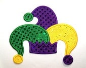 Jester hat fabric Applique - DIY iron on applique - Sew or No Sew patch applique - Mardigrass - MadiAndBill