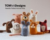 3 needle felting animal kits, wool DIY complete fiber art kits for beginners
