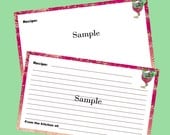 Recipe Cards 3 x 5 Editable and Printable Digital Instant Download for Birds of a Feather Recipe Box