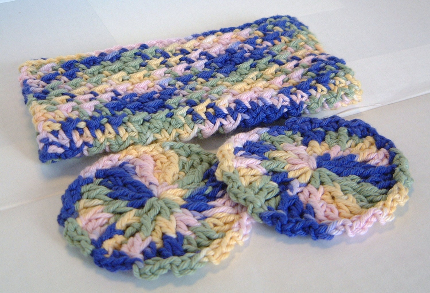 Sweet Spring Facial Cloth and Scrubbie Set, Cotton Wash Cloth, Cotton Scrubbies, Ready to Ship