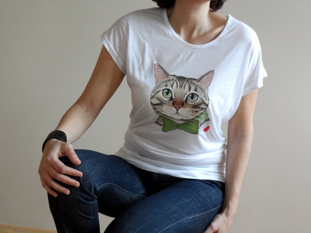 Custom Pet Portrait Womens Tshirt, hand painted art tee, made to order, gift for petlovers