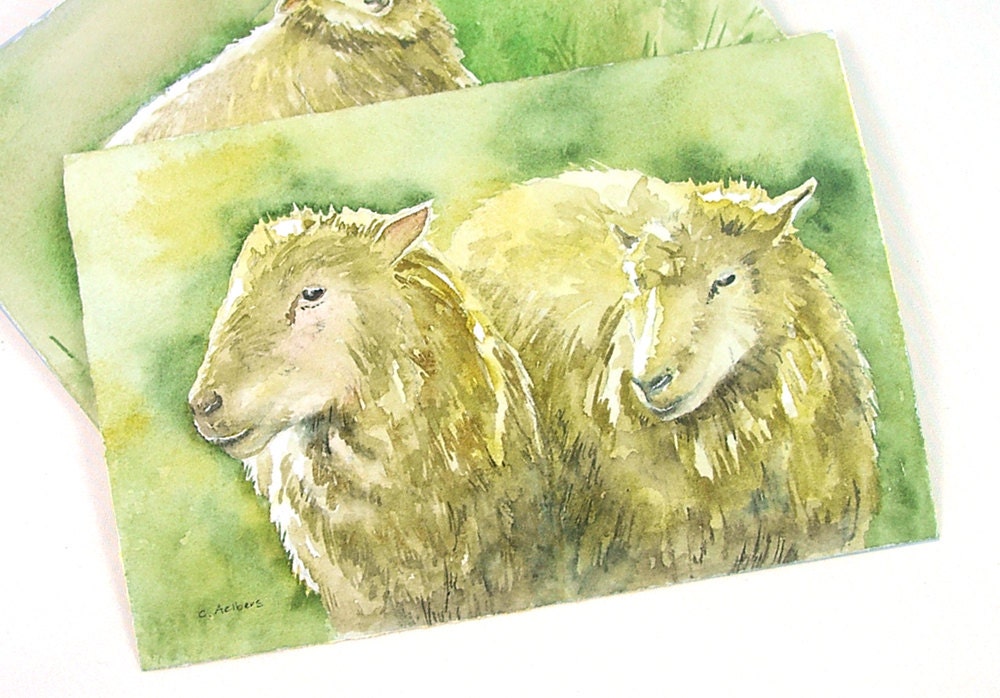 Animal Art, Original Watercolor, Sheep Painting