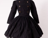 Steampunk Dress Military Lolita Gothic Dress Black Military Dress with Gears Womens Large