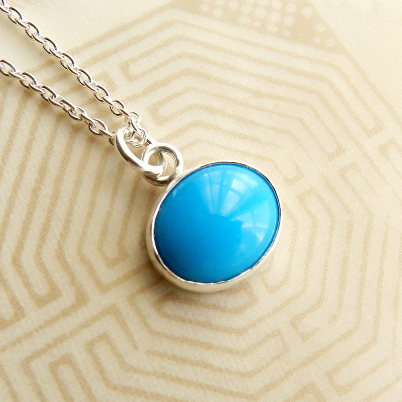 Turquoise Necklace with Sterling Silver - Sleeping Beauty Turquoise, Blue Gemstone, Back to Basics Classic Jewelry