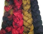 Wonder Bundle Polwarth & tussah silk roving 9 oz Wild Rose Garden - spinning and felting fiber