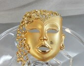 Vintage Lady Brooch. Large. Asian Princess. Rhinestones.