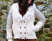 Ivory Upcycled Dreadlock Fringed Sweater Jacket Coat               Made in England UK