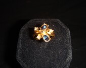 vintage jewelry gold tone faux saphire cubic zirconia size 8