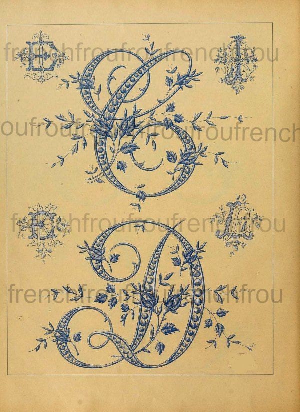 antique complete victorian french alphabet rosebuds embroidery calligraphy letters digital
