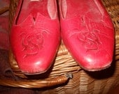 vintage red leather 1980s UNISA SHOES made in brazil 7.5 B