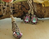 Vintage Style Earrings Violet Enchanted Swarovski Fairy glow in Sterling Silver Finish settings and wrap
