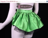 ON SALE Lime Green Satin Mini Bustle with Black Spiderweb Lace - Size Medium  -  SugarKitty Corsets