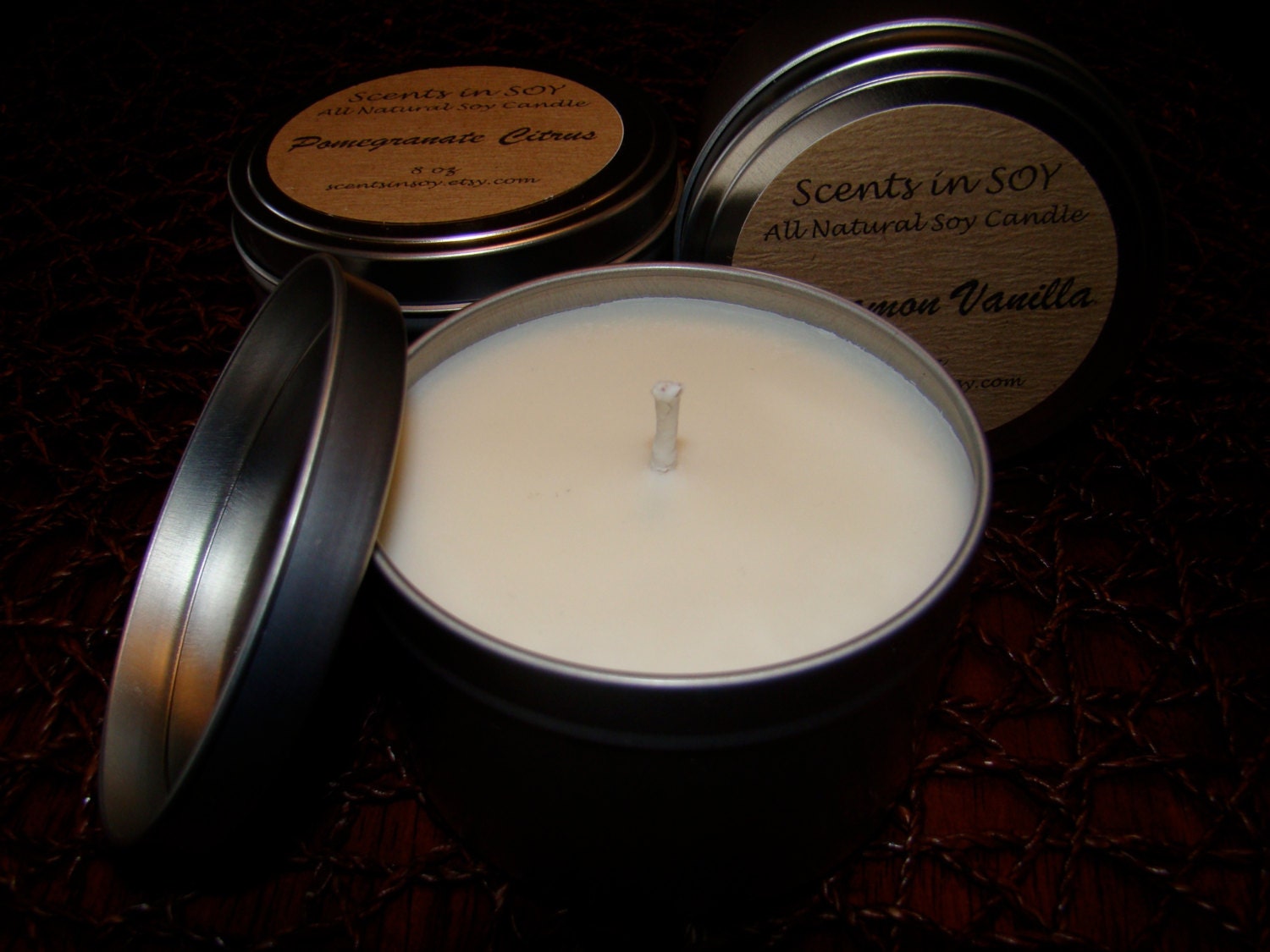VANILLA BEAN NECTARINE - 8 oz Premium Soy Candle Tin