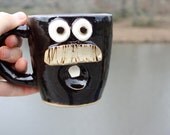 NEW. Hipster Mustache Mug. Man's Coffee Cup. Black.