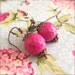 Pink Earrings with Leaves Whimsical Fuchsia Dangle Earrings