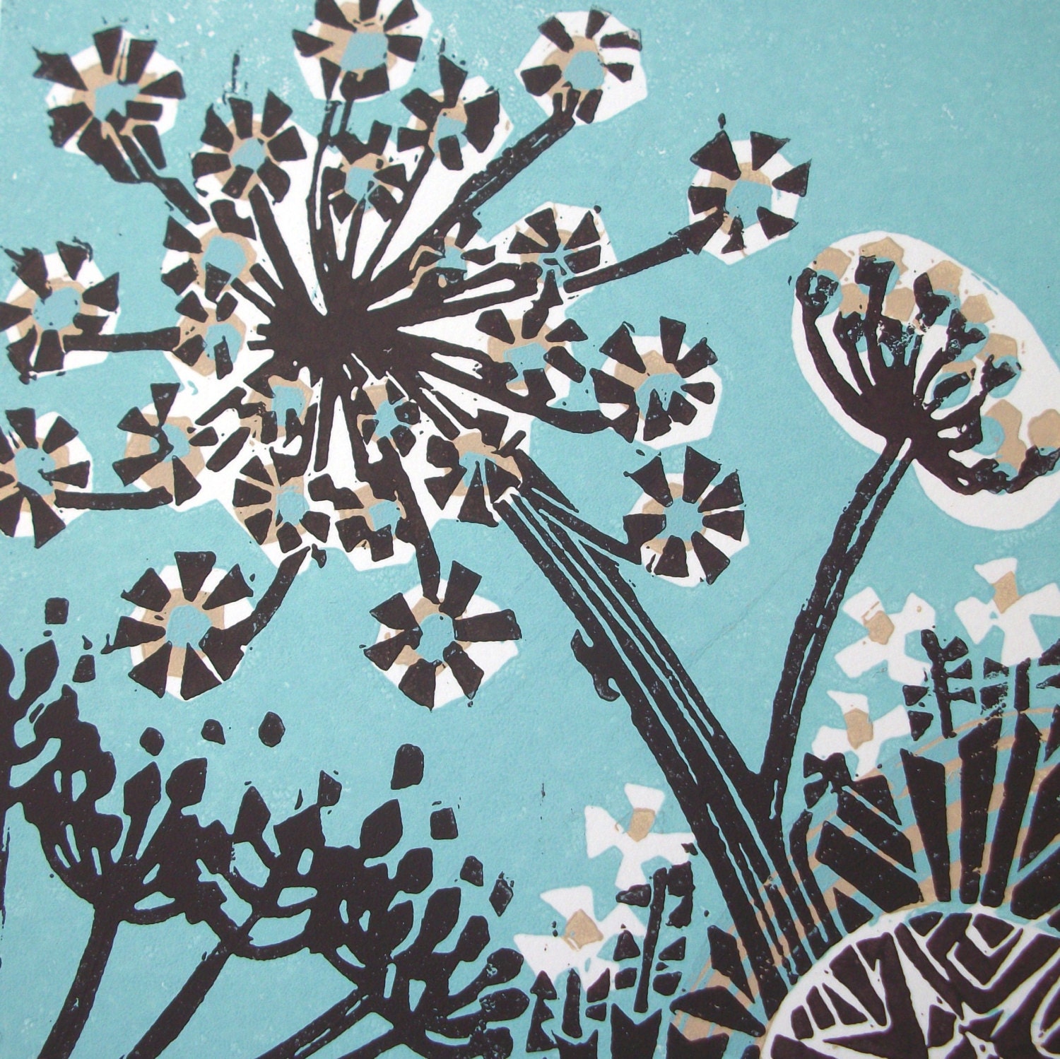 Parsnip Flowers no3 linocut print