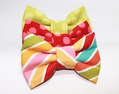 Bow tie- dog collar accessory- bright stripes and polka dots bow tie- wedding bow tie for dogs- formal wear for dogs