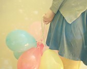 Surprise - Portrait photography, female portrait, balloon art, pastel colors, gold, girl art 8x10 Print