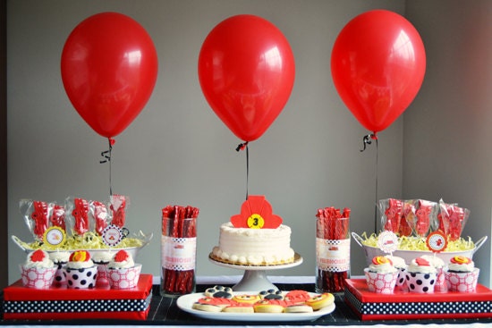 Firefighter Truck Fireman Birthday Party Decorations - PRINTABLE - By A Blissful Nest