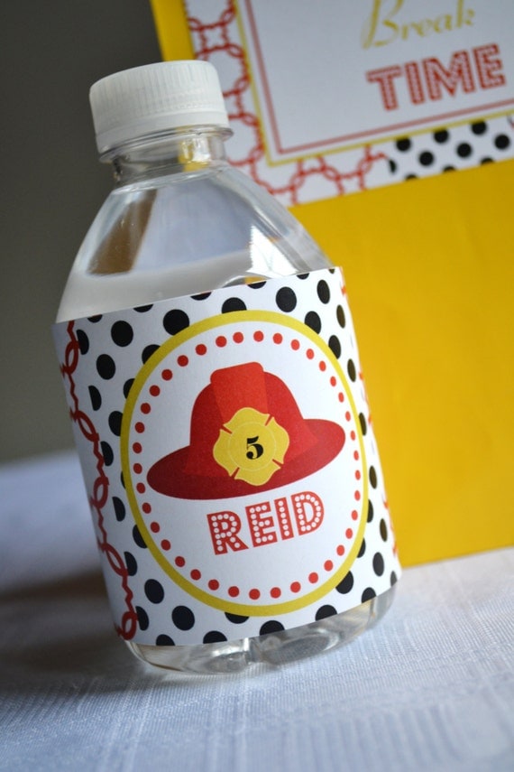 Firefighter Water Bottle Wrappers Labels - PRINTABLE - By A Blissful Nest Il_570xn