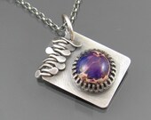 variscite barb necklace - sterling silver necklace - purple variscite necklace - purple gemstone necklace - industrial necklace