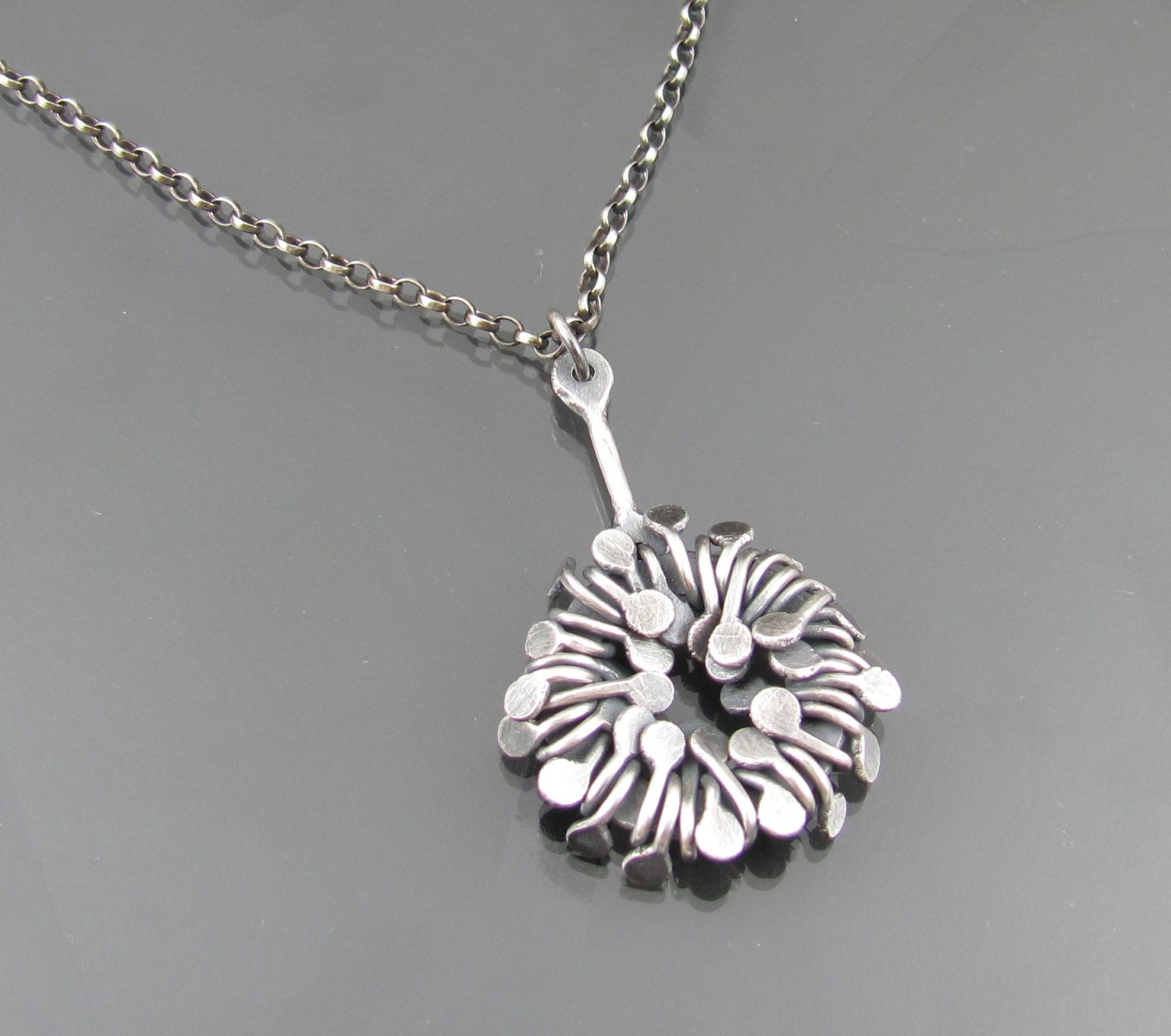 industrial wreath sterling silver necklace - sterling silver necklace - contemporary necklace - ooak necklace