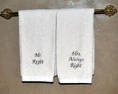 Natural Organic Cotton Mr Right and Mrs Always Right Hand Towel Set