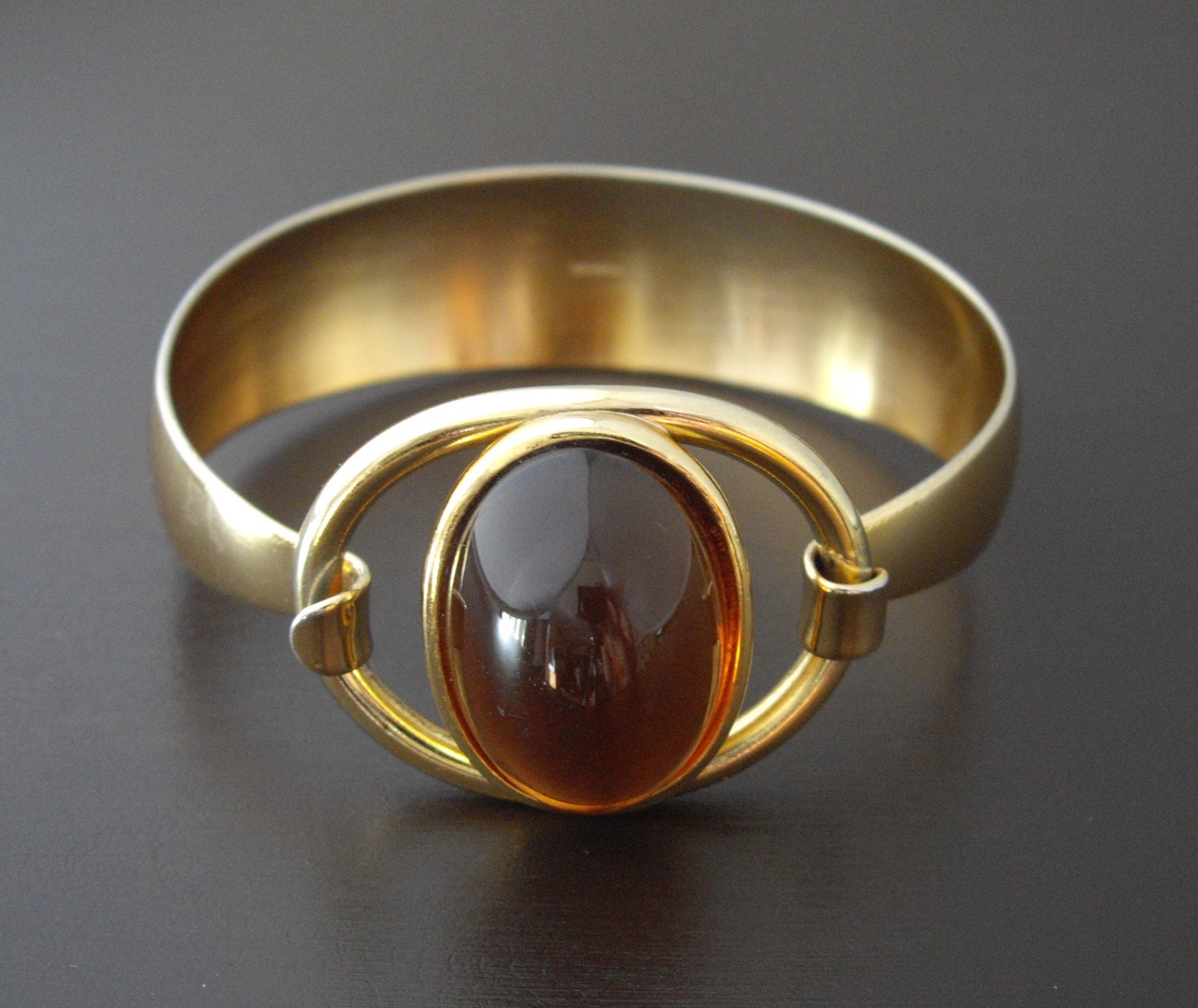 Vintage Napier Modernist Bracelet, Amber Lucite Bracelet