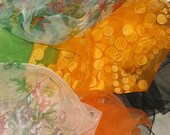 Lovely Vintage Sheer Colorful Scarves . 6 count