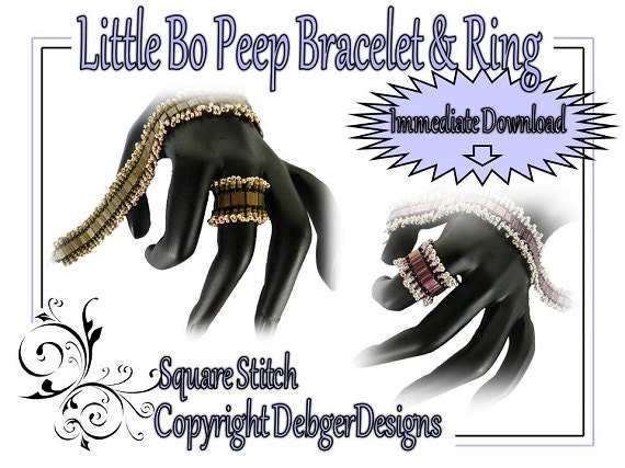 Little Bo Peep Bracelet and Ring -  Tila Beading Pattern Tutorial