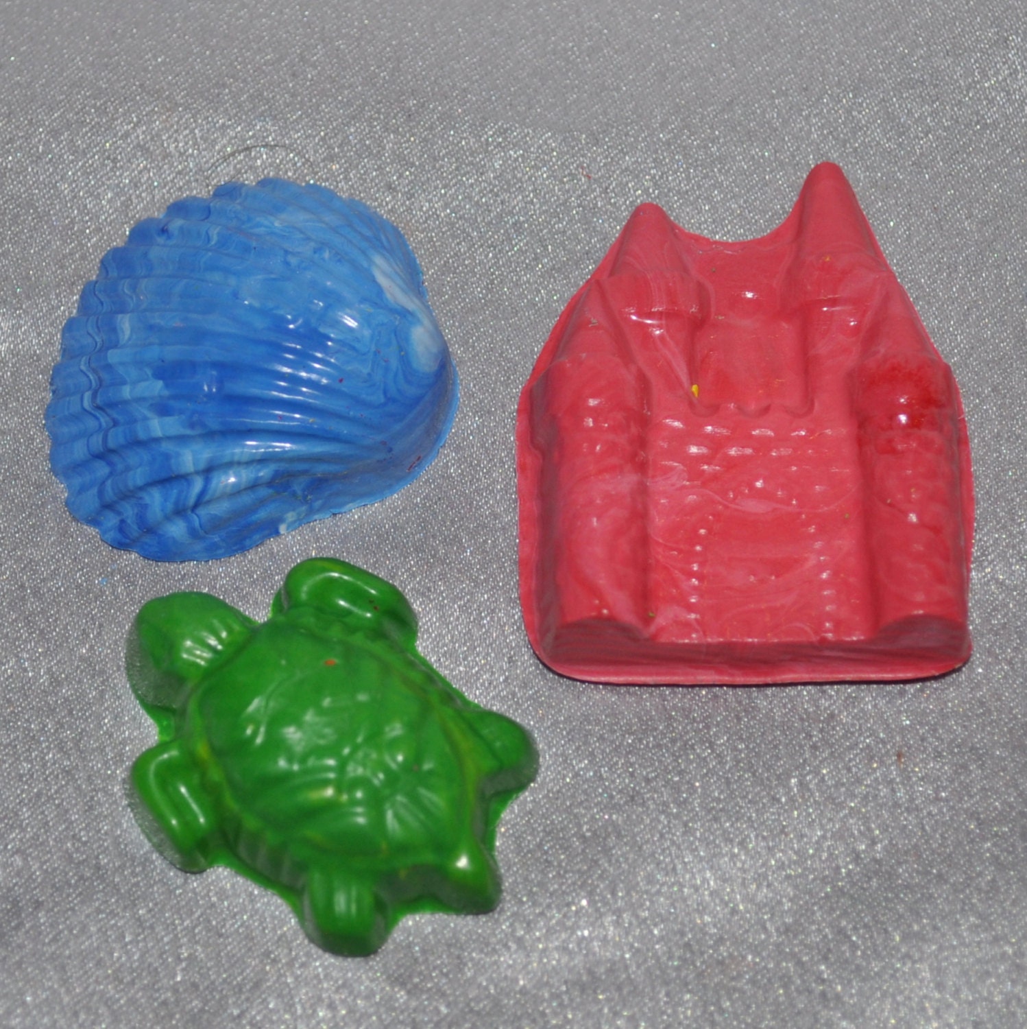 Recycled Crayons Sand Castles, Turtles, Shells, Total of 36 Crayons, Party Set For 12 Kids.
