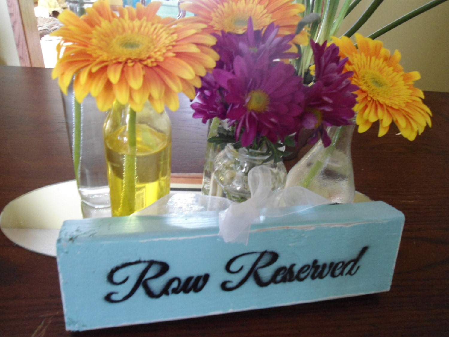 Shabby Chic Sign RESERVED  Wedding Chair Sign Tiffany Blue