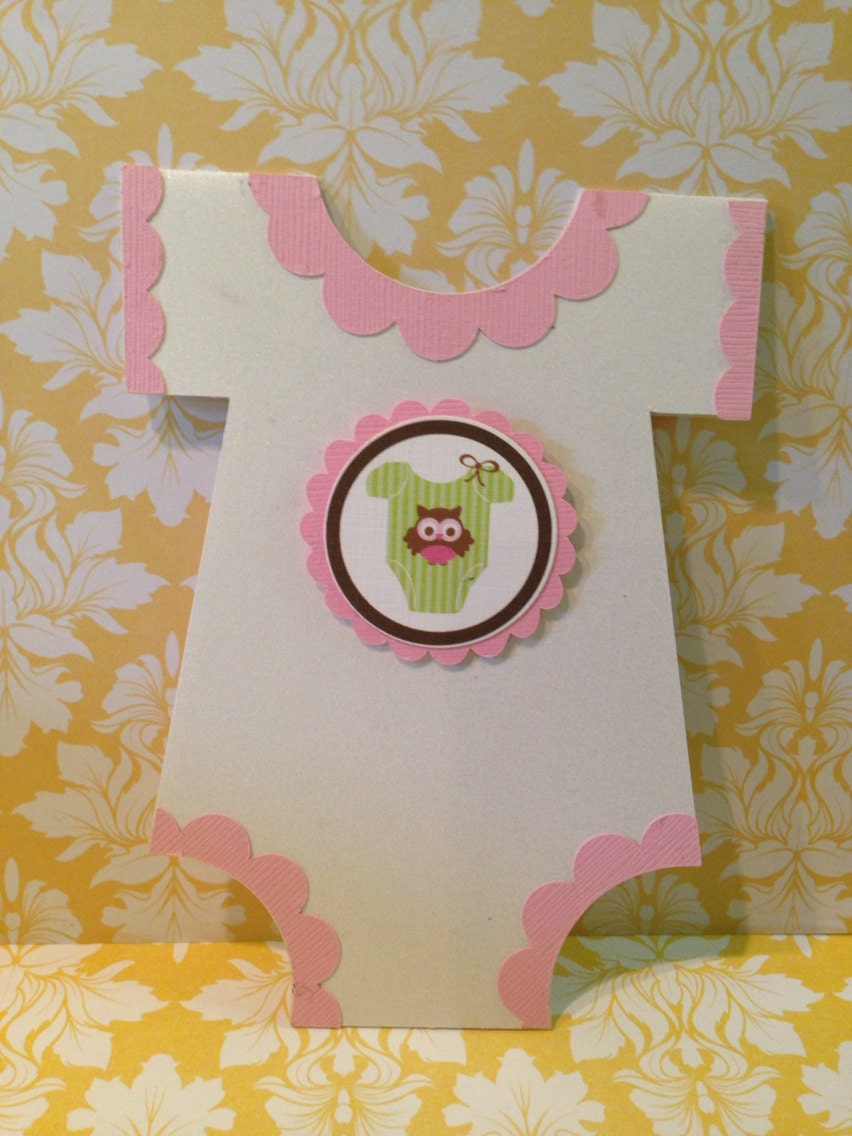 25 Onesie Pink OWL Baby shower invitations, birth announcements