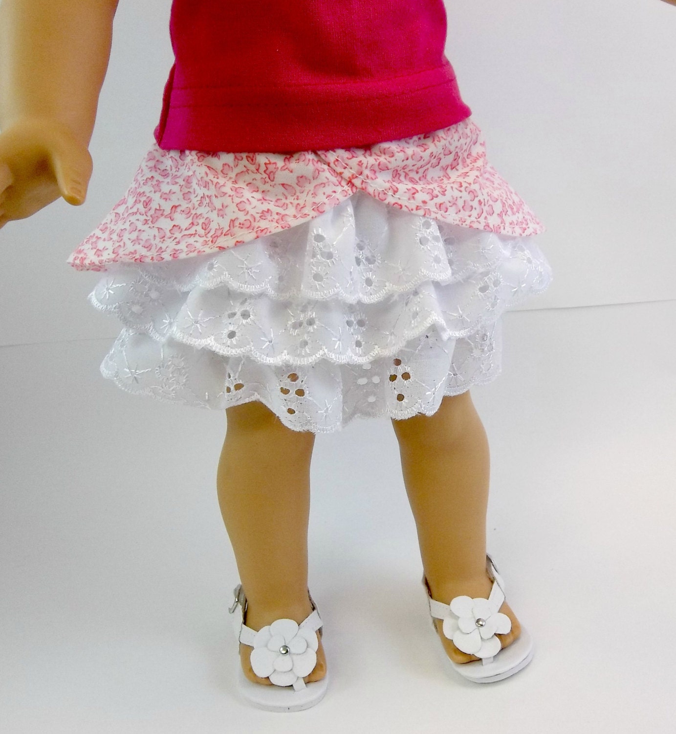American Girl 18 inch Doll Clothes Ruffled Savannah Skirt with Overskirt Fuschia Sleeveless T shirt Toys