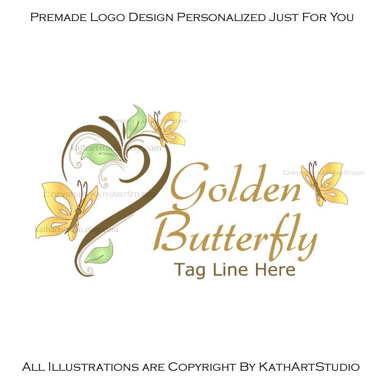 Premade Etsy Business Shop Logo - Golden Butterfly