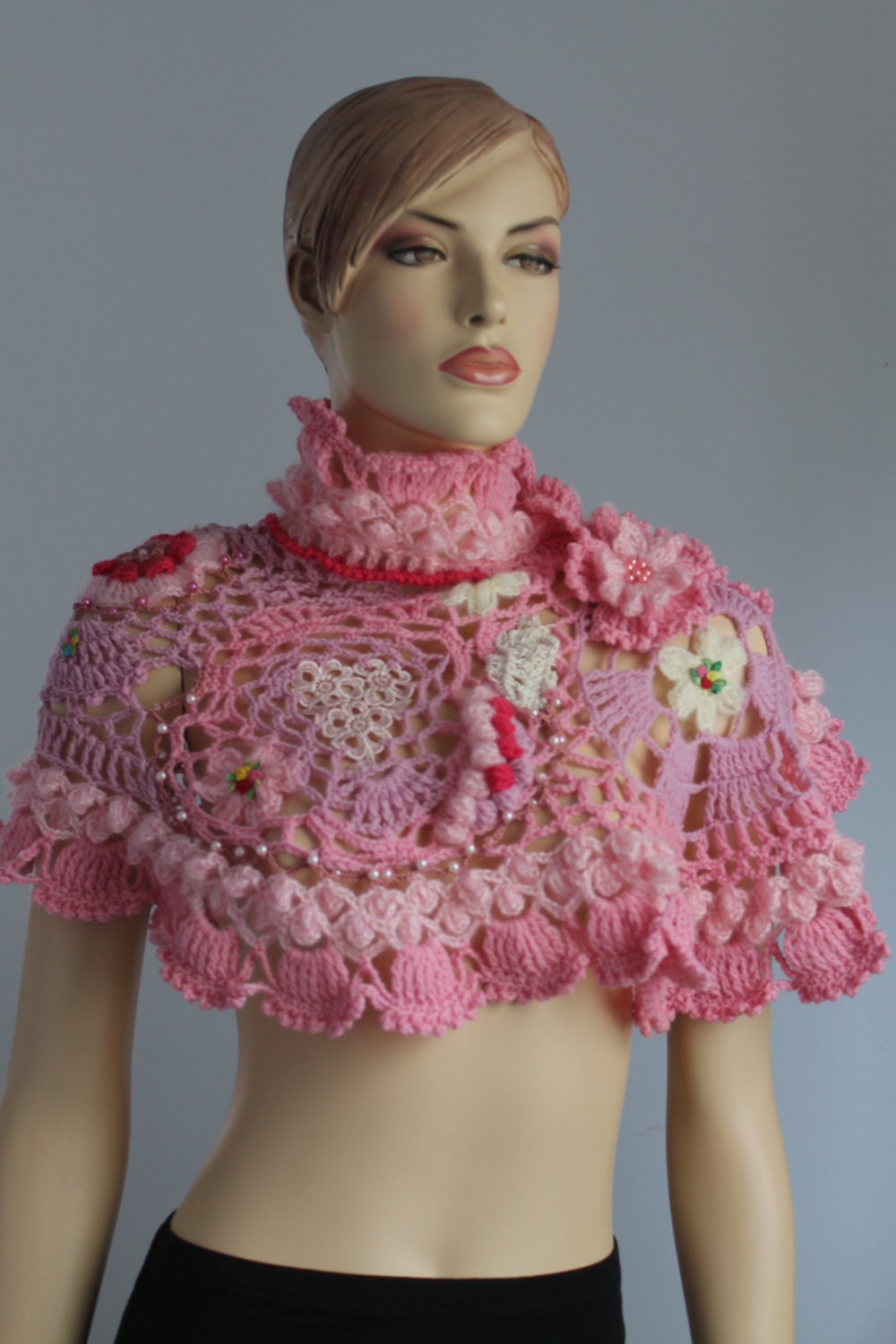 Freeform  Crochet Wrap - Wedding Shrug - Wearable Art - OOAK