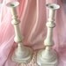 Vintage Shabby Chic Rustic Off White Candle Stick Holder - Set of Two