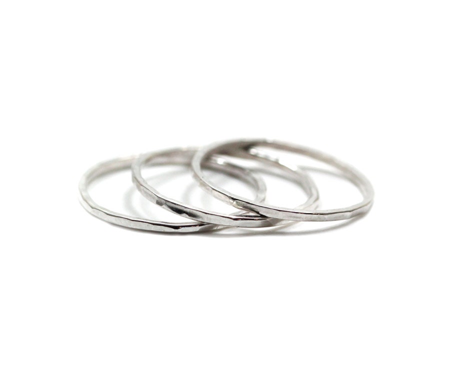 Set of 3- Extra Thin Silver Stacking Ring