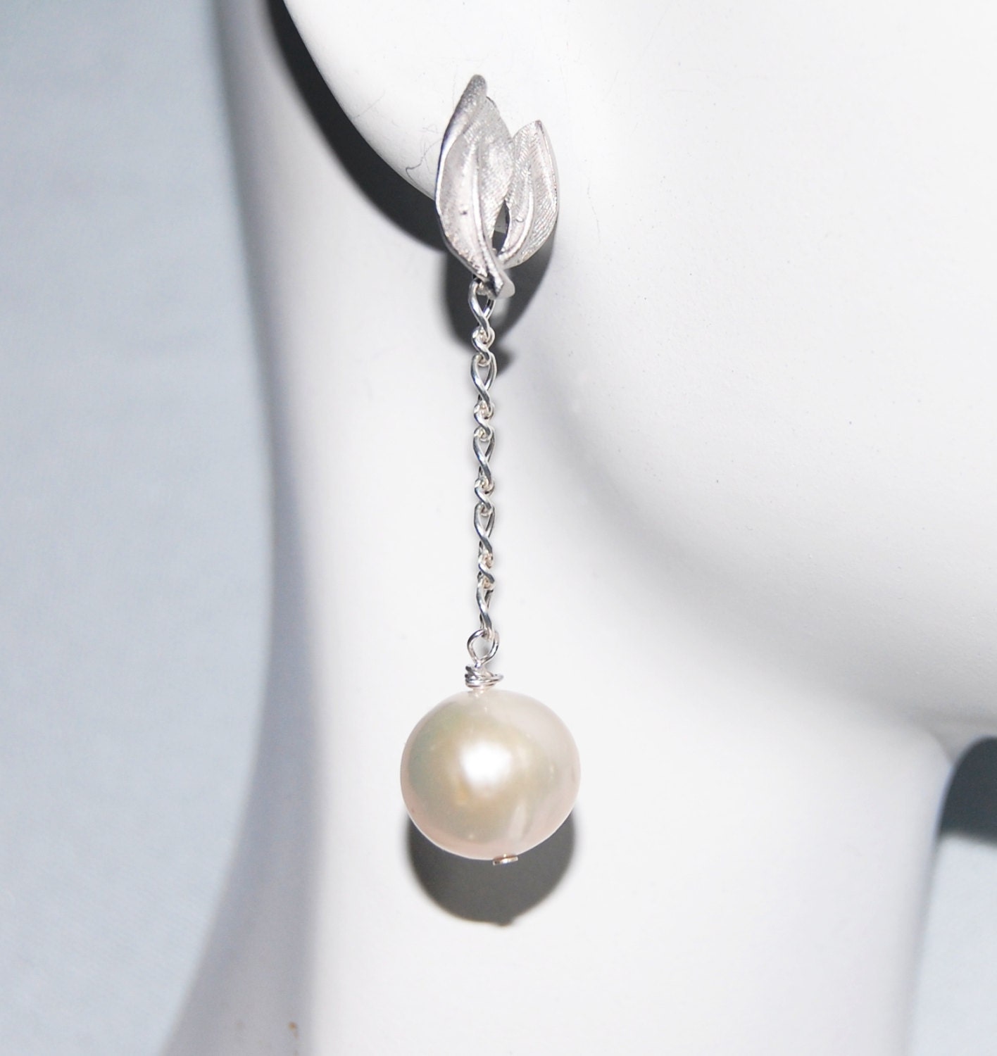 Wedding Earrings- Wedding Jewelry- Bridal Jewelry-Fresh Water Pearl Dangle Drop Earrings-June Birthstone Earrings