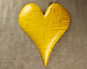 Yellow Heart Wood Carving, Personalized Ooak Fathers Day, Wedding Gift for Bride, by Gary Burns the Treewiz, Anniversary Handmade in Oregon