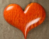 Heart Wood Carving, Personalized Wedding Gift for Bride, Orange Fathers Day Gift by Gary Burns the Treewiz, Anniversary Handmade in Oregon