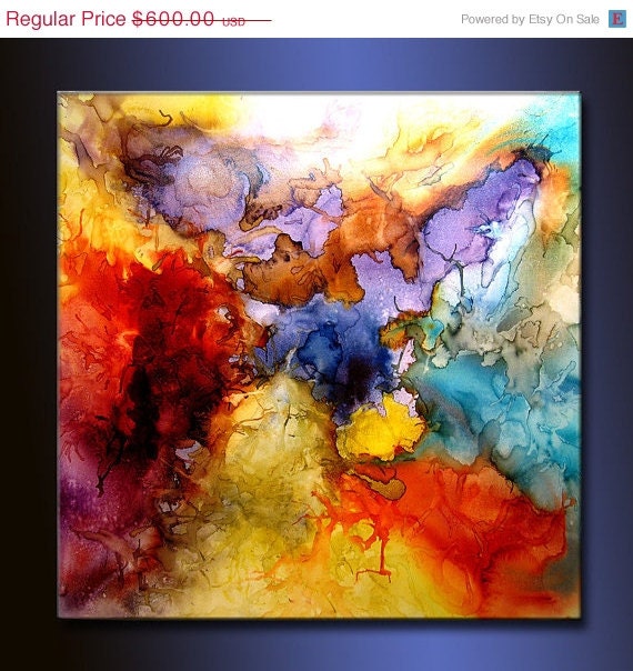 Abstract Painting, Large 30" Ready to hang Contemporary Abstract Handmade Giclee Print on canvas of Original painting from Henry Parsinia
